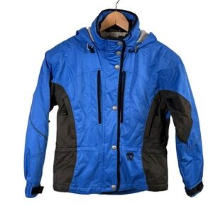 Obermeyer Women's Parka Size 4 Ski Snowboard Jacket With Hood Blue Black